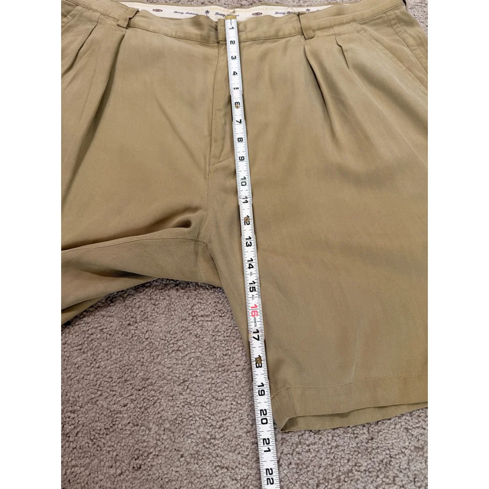 Men's Tommy Bahama Flat Front Shorts Sz 40 Beige 100% Silk Preppy Coastal Resort